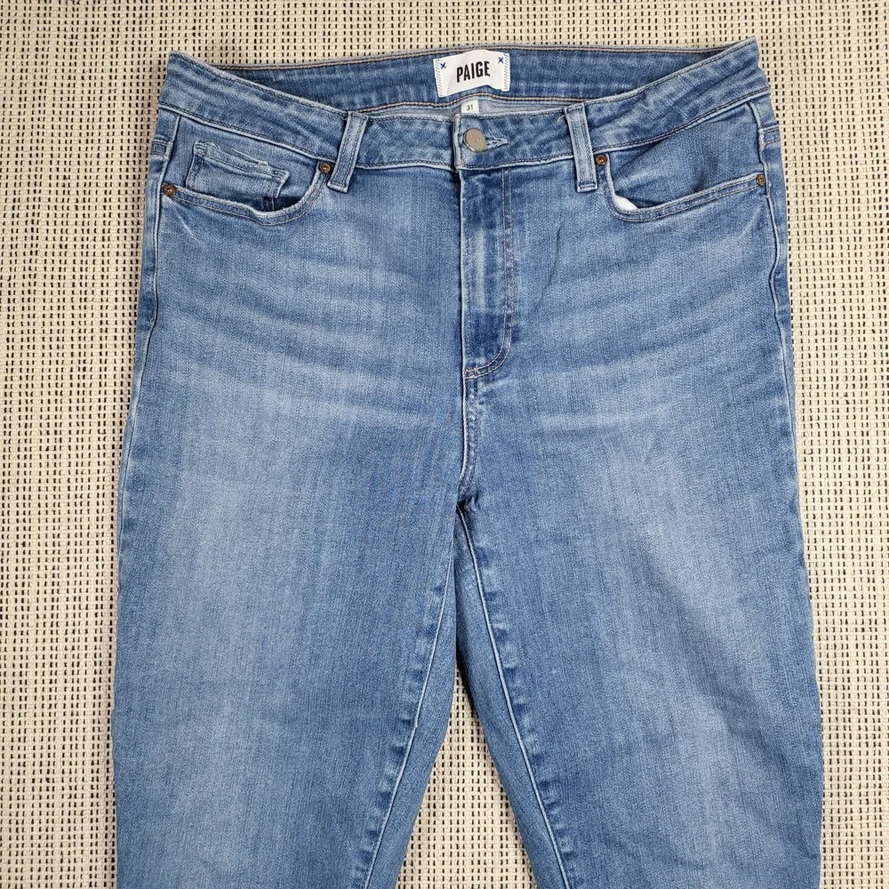 Paige Jeans Womens 31‎ Blue Denim High Rise Raw Hem Distressed Stretch Skinny